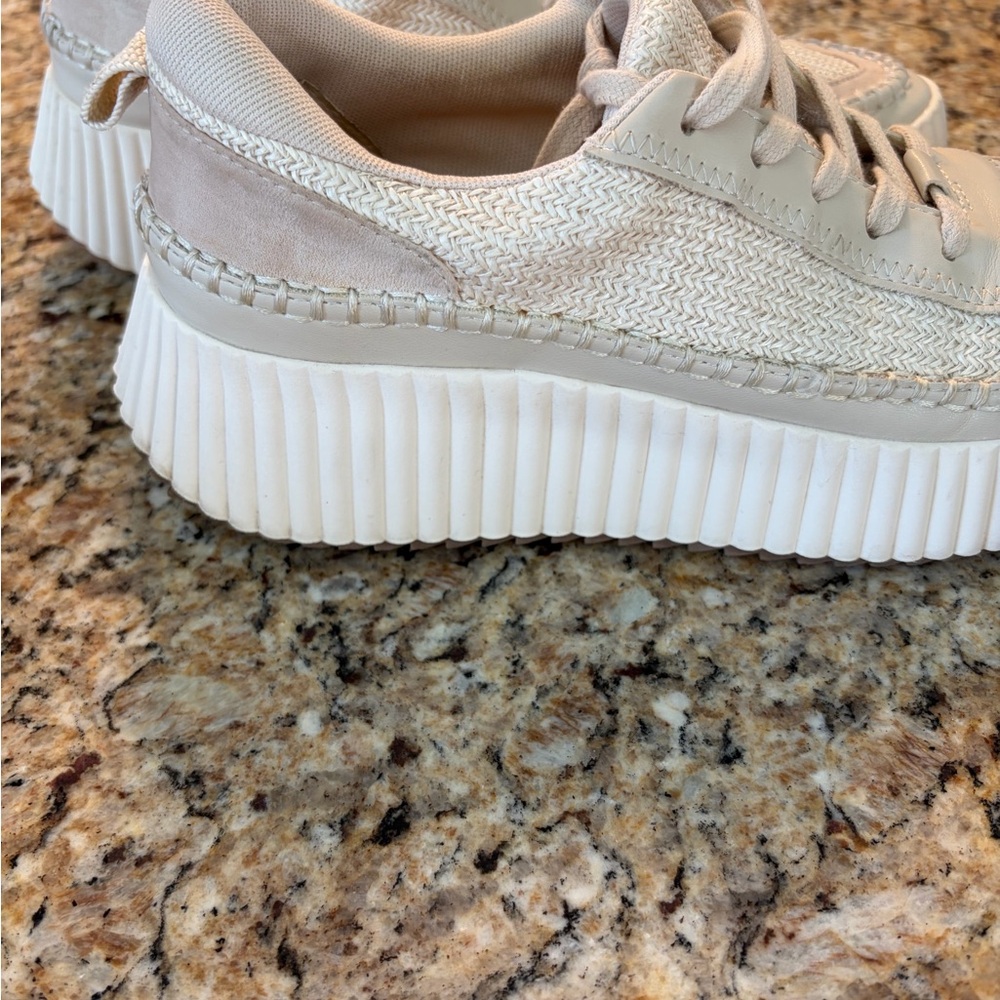 Dolce Vita Neutral Cream Woven Platform Sneakers - Picture 8 of 9